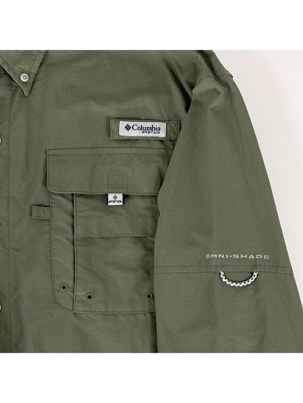 Columbia PFG Bahama II Fishing Shirt Mens Medium Green Long Sleeve FM7048 Vented